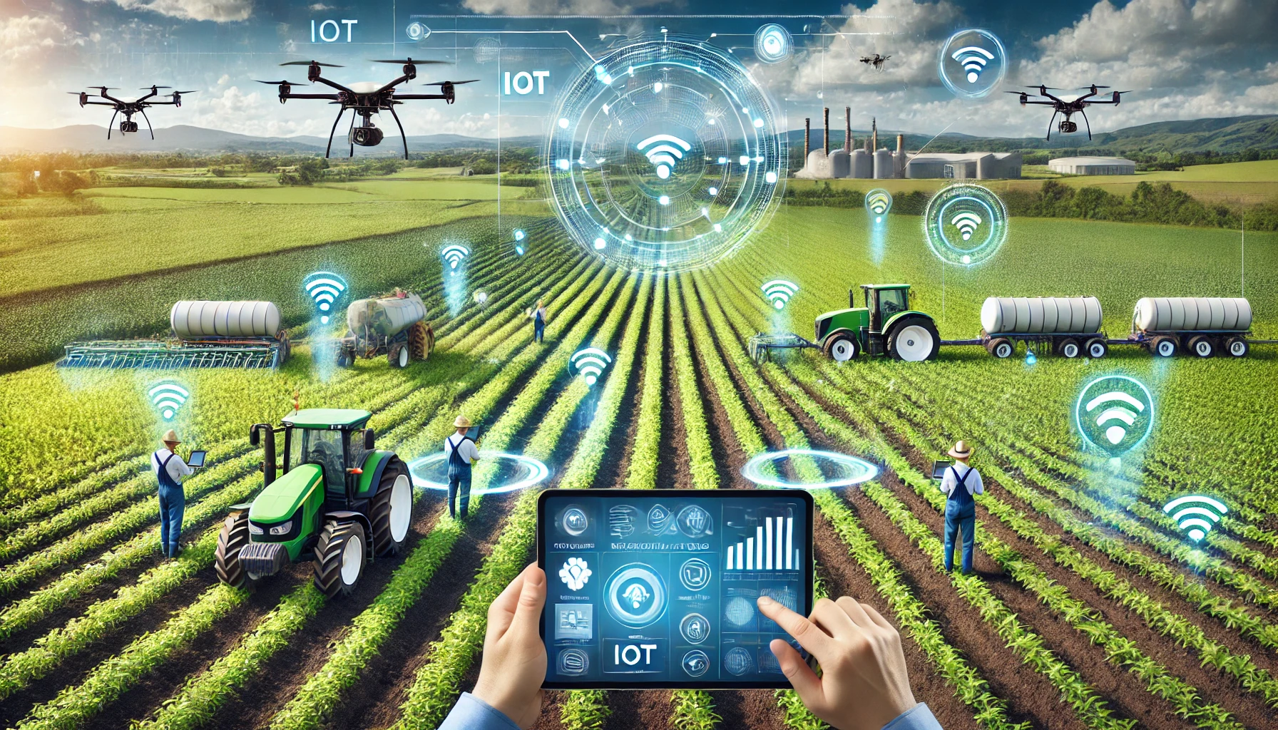 DALL·E 2024-10-25 10.57.02 - A futuristic and smart agriculture scene showcasing next-generation solutions for the agricultural industry. The image features a large, modern farm f